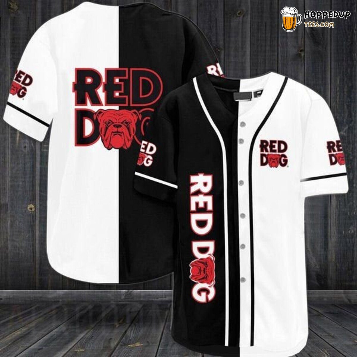 Red Dog Beer White Black Red Vintage Baseball Jersey Bold Look