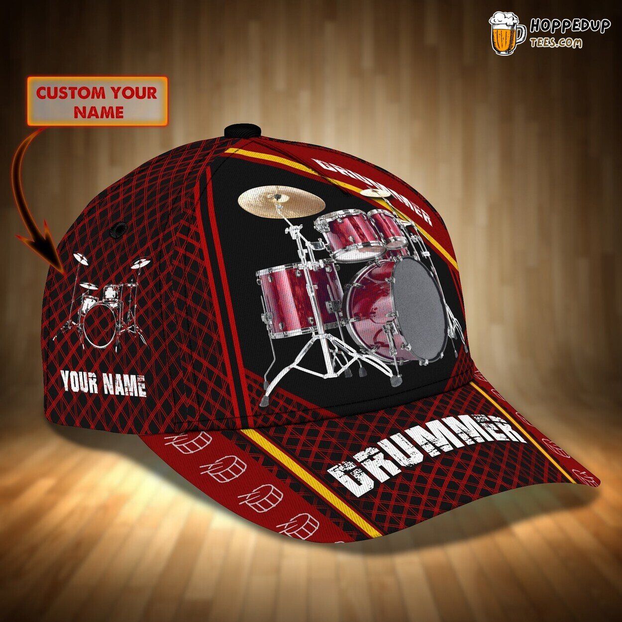 Red Drum Drummer Classic 3D Cap Personalized Name Unique Premium Edition Look