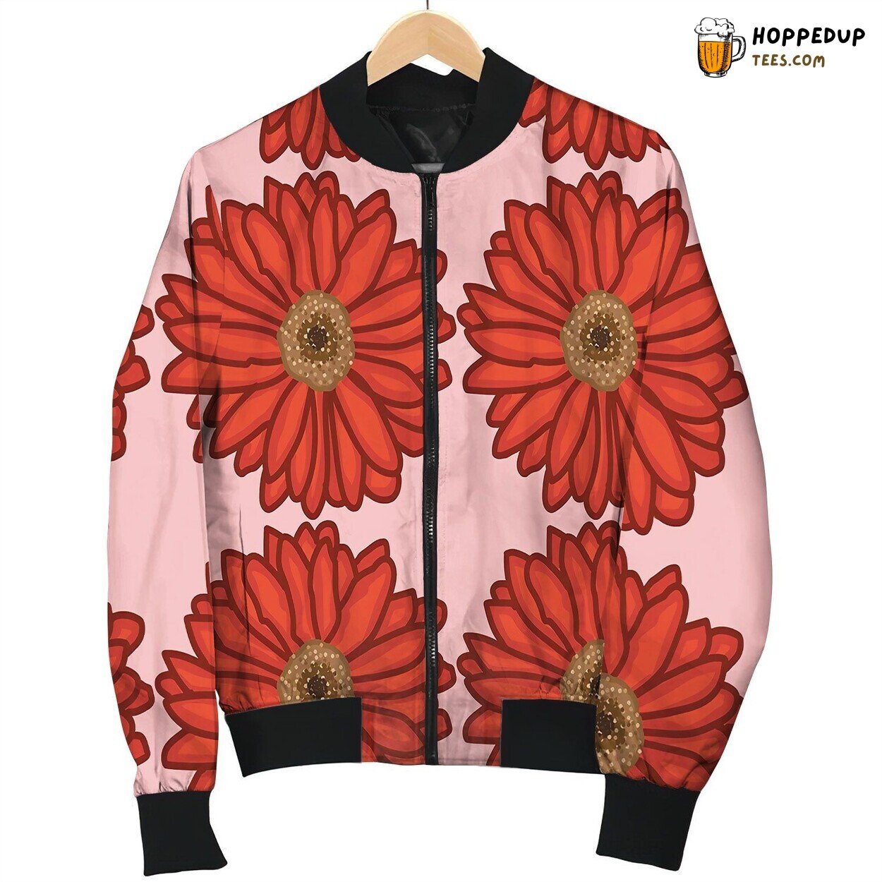Red Flower Pattern By Courtney Graben Bomber Jacket