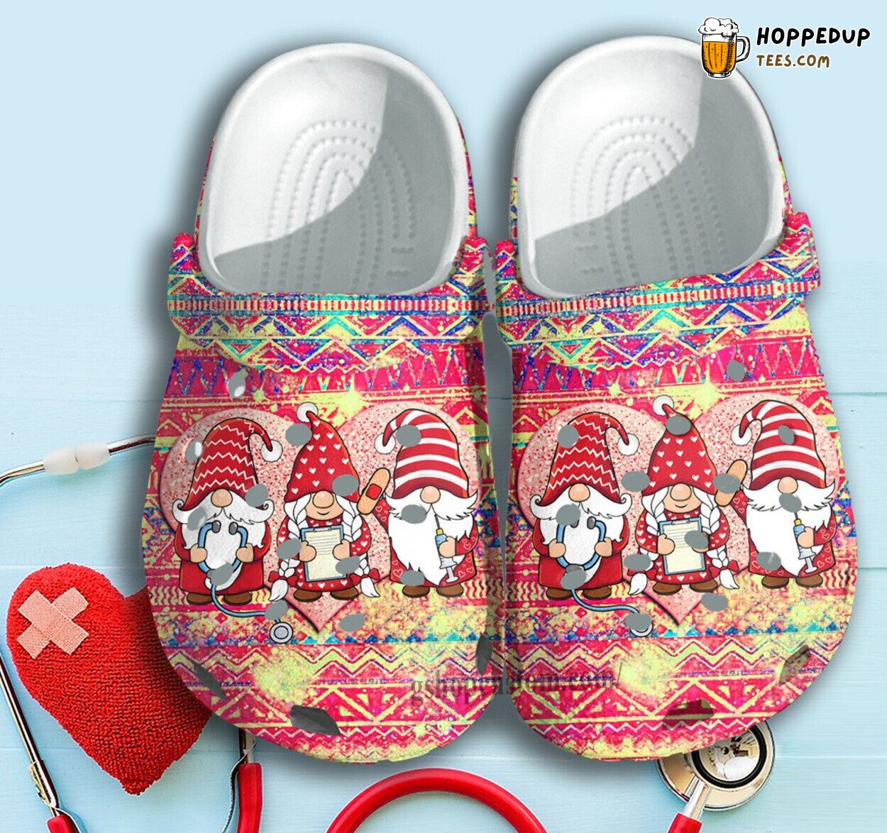 Red Gnome Nurse Life Theme Shoes Clogs Birthday Gift Unique Healthcare