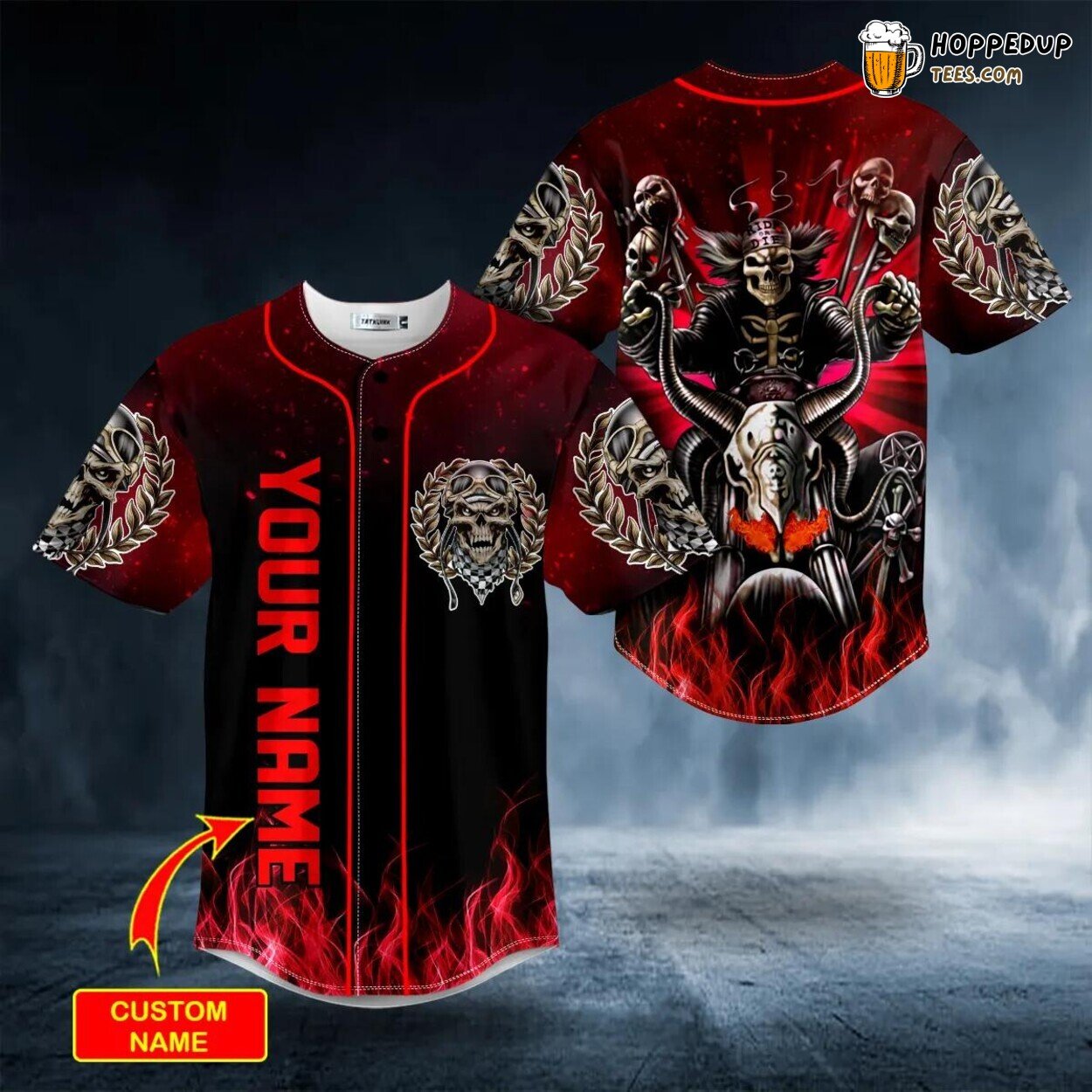 Red Hunt Ghost Racer Skull Unique Tailored Baseball Jersey Design
