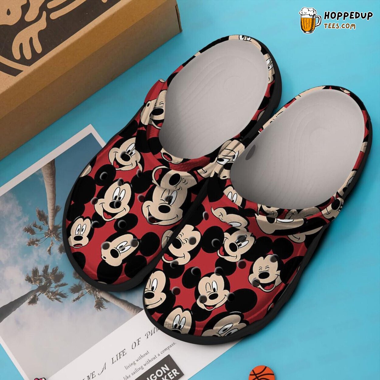 Red Mickey Mouse Theme Fun Casual Clog Shoes Design