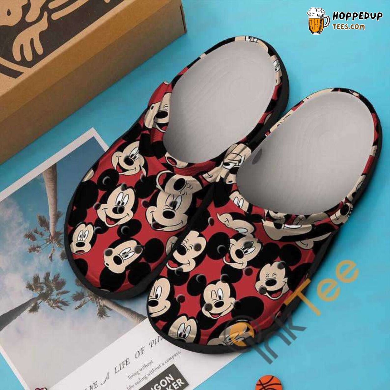 Red Mickey Mouse Themed Comfortable Unique Design Clogs Shoes