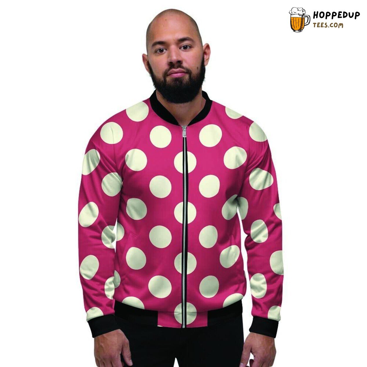 Red Polka Dot Vintage Design Men’s Bomber Jacket Classic Spotted Fashion Wear