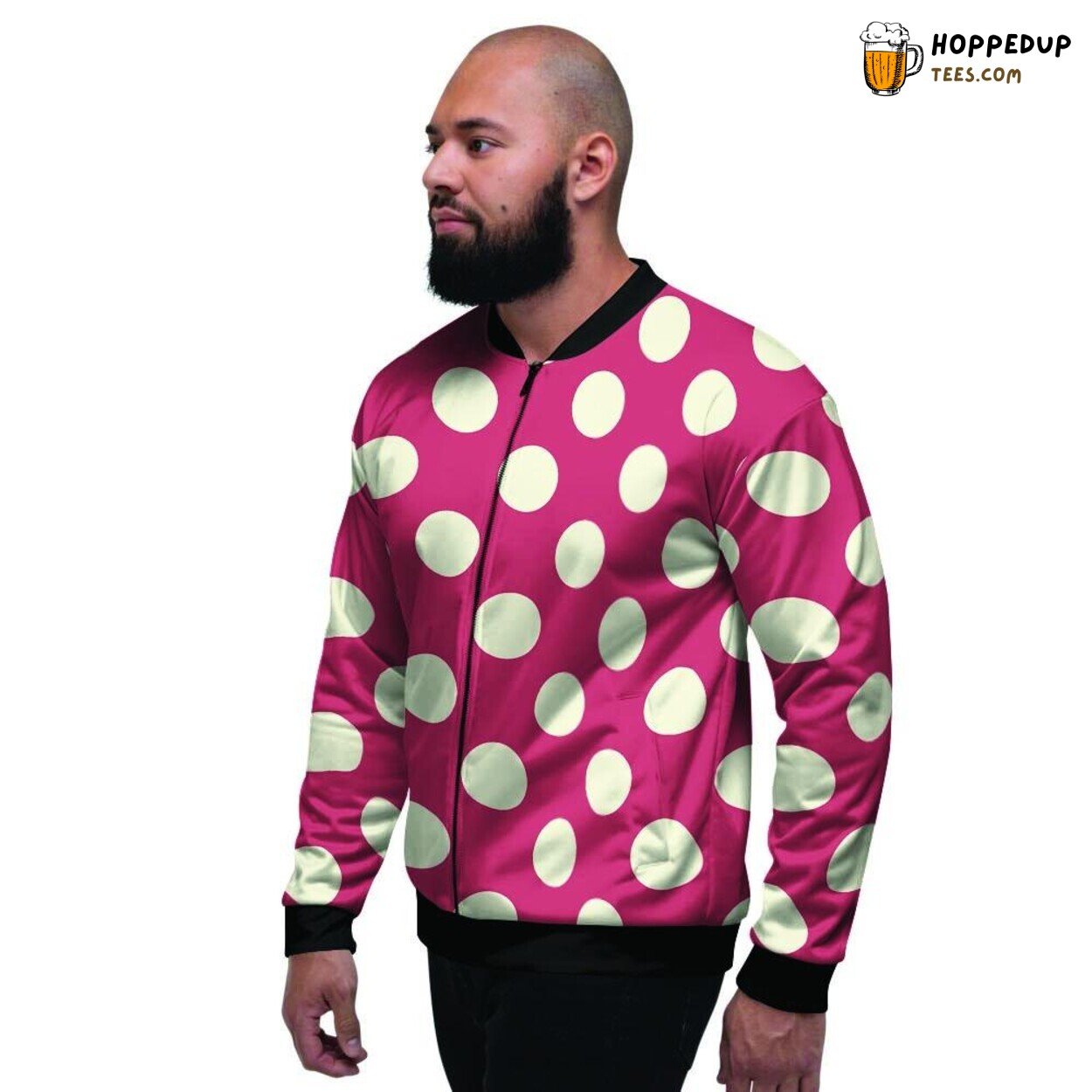 Red Polka Dot Vintage Design Men’s Bomber Jacket Classic Spotted Fashion Wear