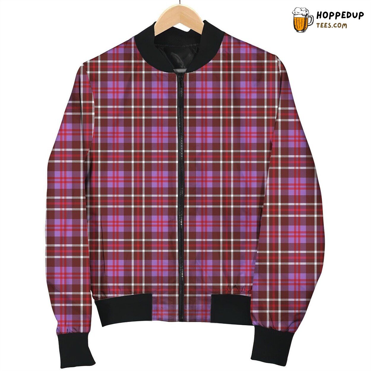 Red Purple Tattersall Bomber Jacket