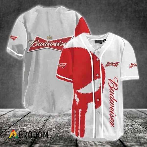 Red Skull Budweiser Beer Baseball Jersey Collection HU