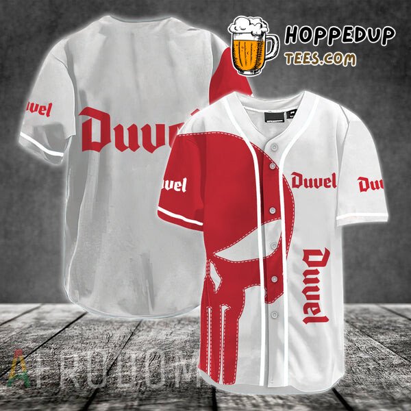 Red Skull Duvel Beer Inspired Baseball Jersey Unique Distinctive Design
