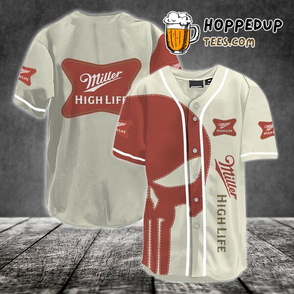 Red Skull Miller High Life Inspired Baseball Jersey Unique Design Edition