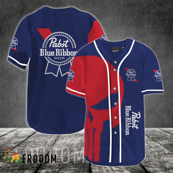 Red Skull Pabst Blue Ribbon Baseball Jersey PBR Jersey HU