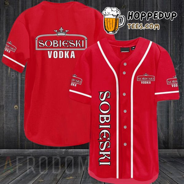 Red Sobieski Vodka Inspired Distinct Baseball Jersey Unique Edition Design