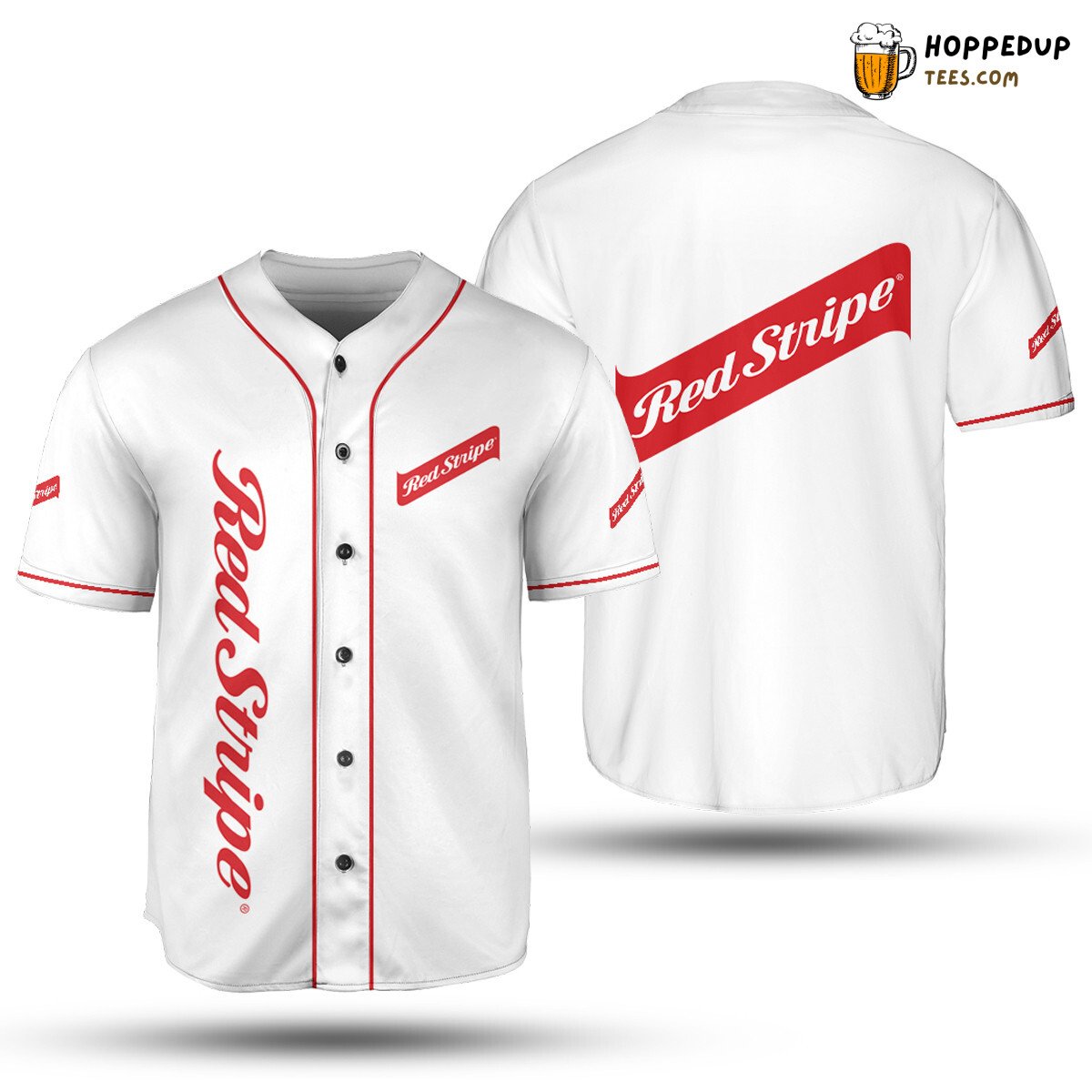 Red Stripe Beer Baseball Jersey White Unisex Jersey Shirt