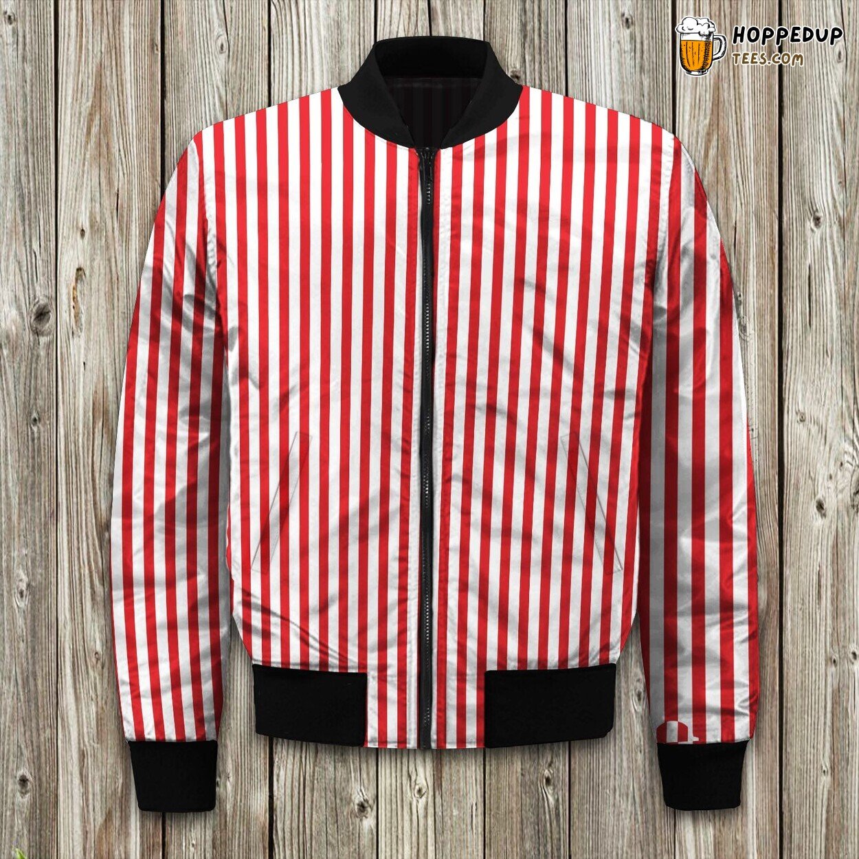 Red Stripe Elegance Winter Bomber Jacket Superior Quality Comfort