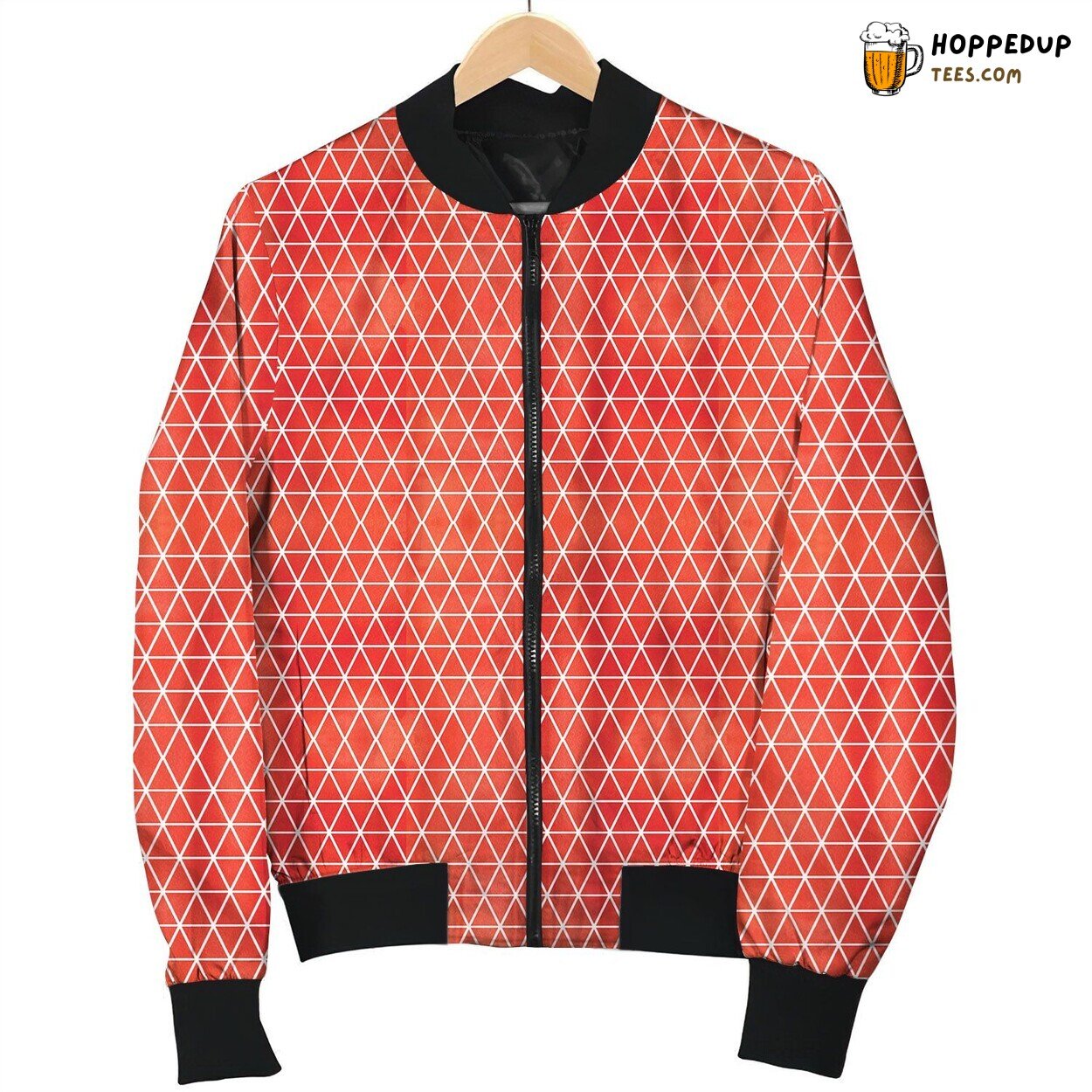 Red Triangle Pattern Bomber Jacket