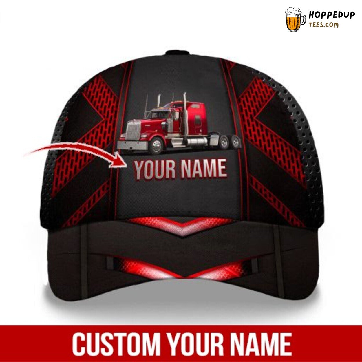 Red Trucker Personalized Classic Cap Unique Design Perfect Gift Premium Hat