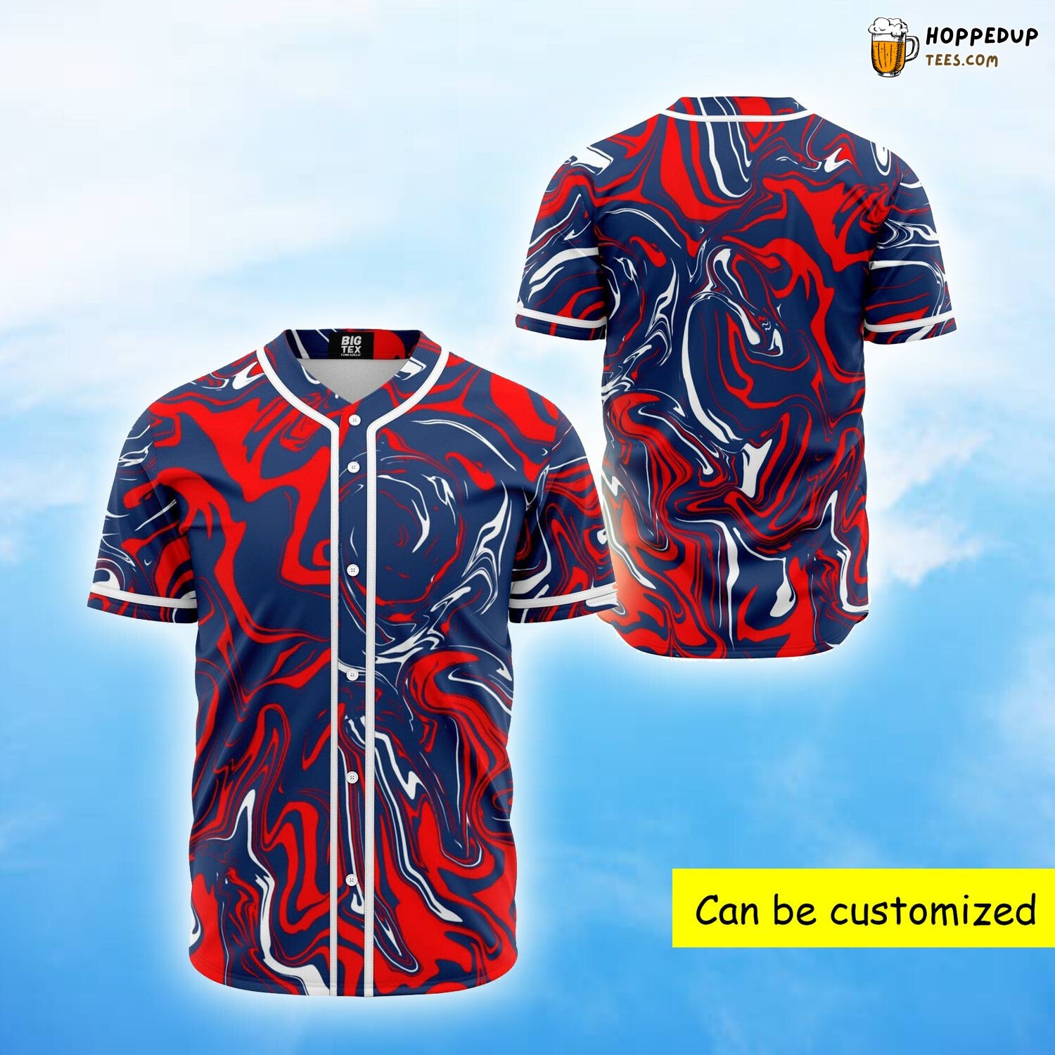 Red White and Blue Patriotic Oil Slick Baseball Tee Jersey Shirts 3D