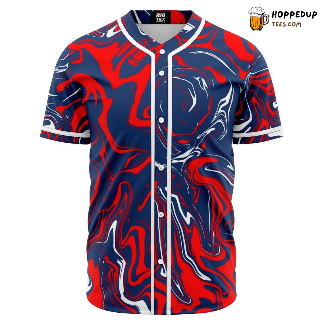 Red White and Blue Patriotic Oil Slick Baseball Tee Jersey Shirts 3D