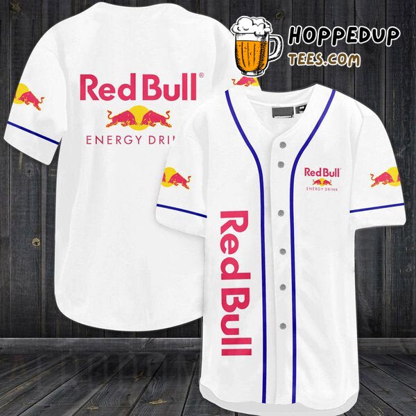 Redbull Energy Drink White Baseball Jersey Distinctive Design Unique Edition