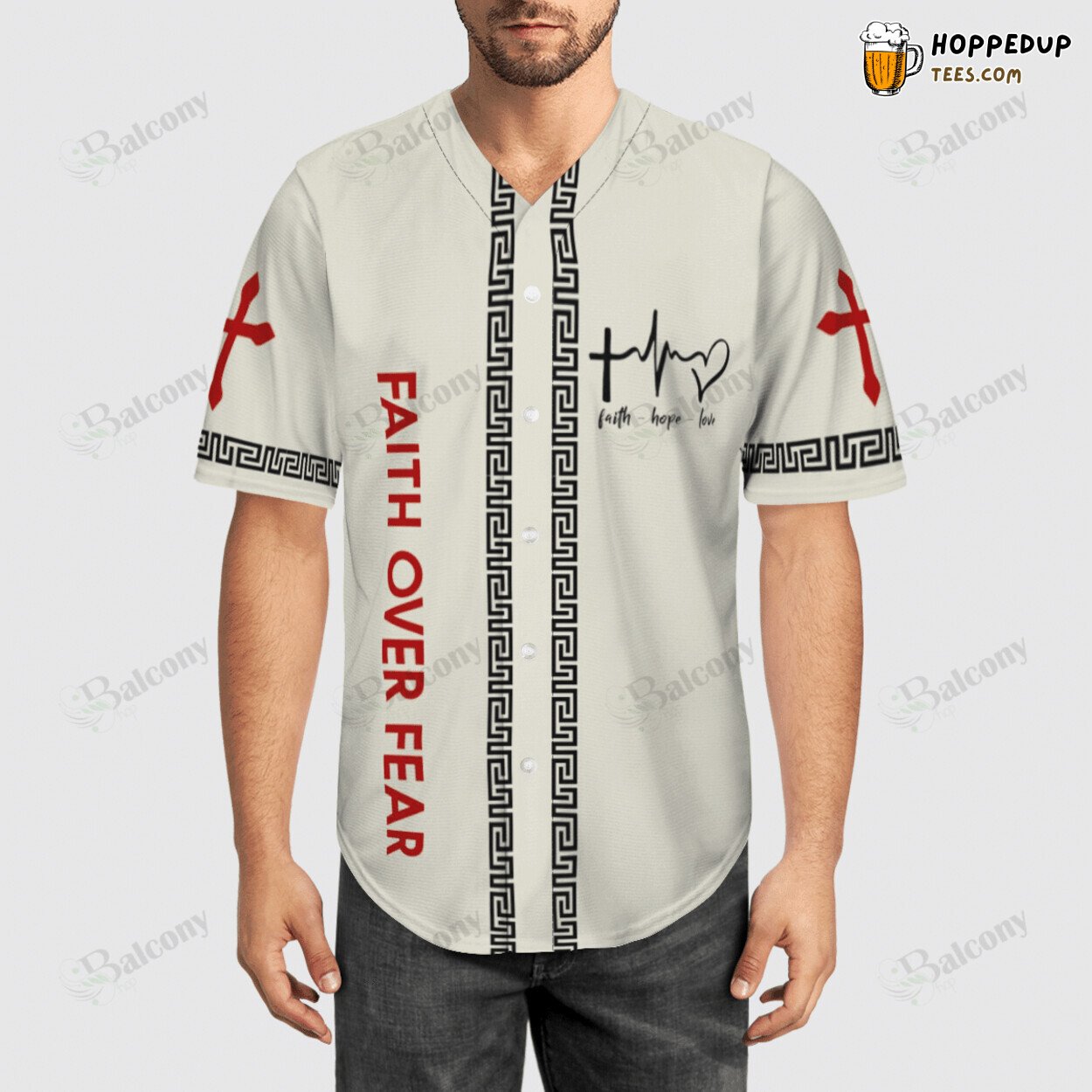 Redeeming Love Jesus Motif Baseball Jersey Inspirational Fit