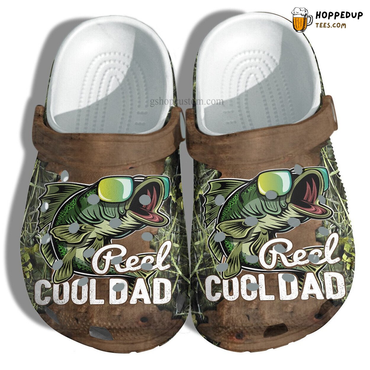 Reel Cool Dad Fishing Retro Croc Camo Vintage Custom Shoes