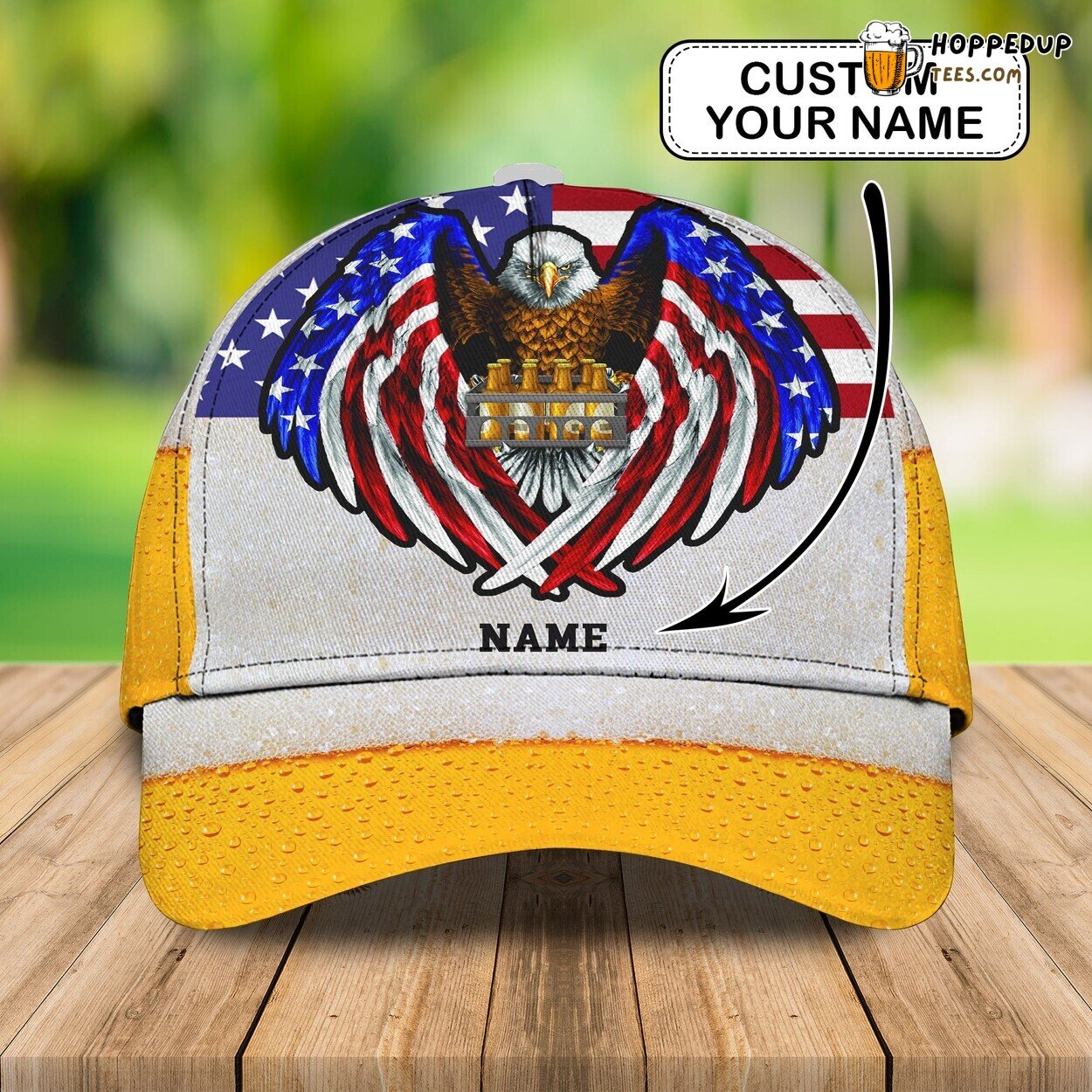 Refreshing Beer Meets Eagle 3D Classic Cap Personalized Name Unique Design