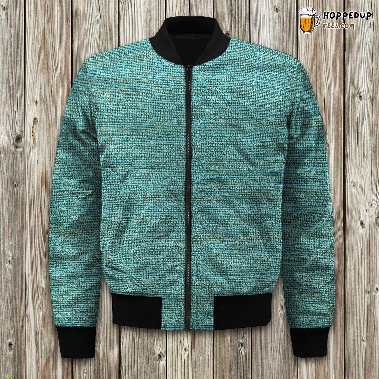 Refreshing Cool Aqua Design Winter Bomber Jacket Premium Padded Warmth