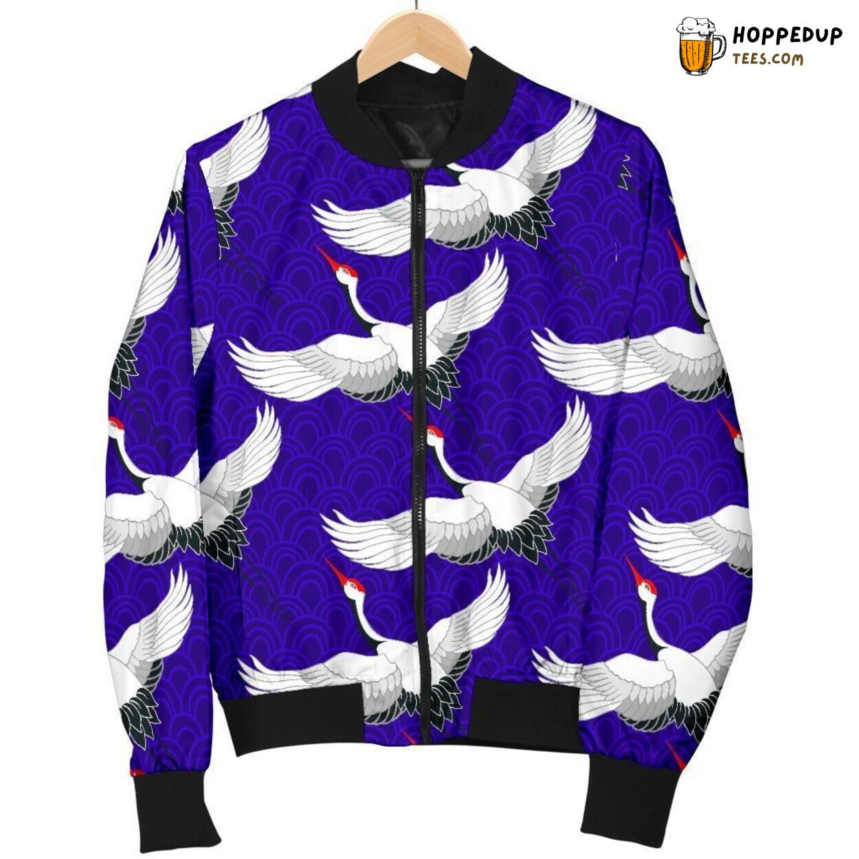 Regal Heron Essence Men’s Bomber Jacket Unique Design Pattern Display Art
