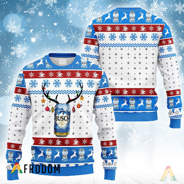 Reindeer Busch Beer Christmas Ugly Sweater HU