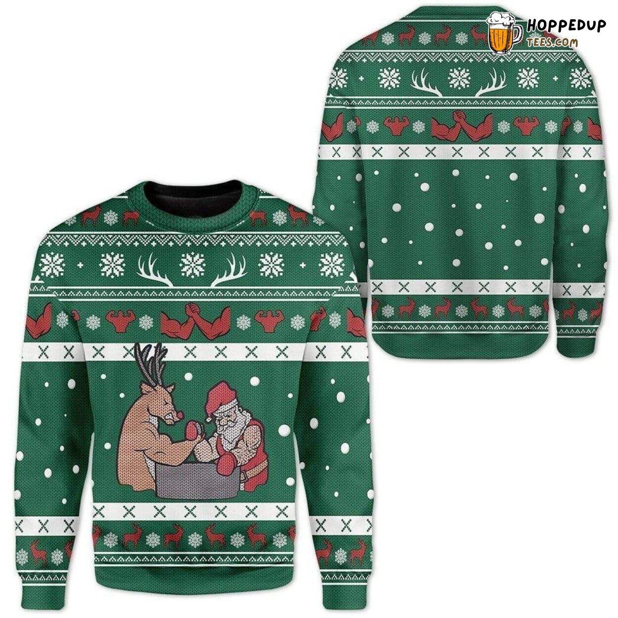 Reindeer Santa Festive Knit Ugly Christmas Sweater Winter Apparel