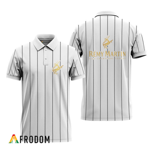 Remy Martin White Stripe Pattern Polo Shirt HU
