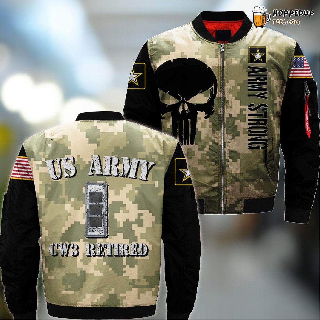 Retired Warrant Officer CW3 Army Veteran Vintage Bomber Jacket