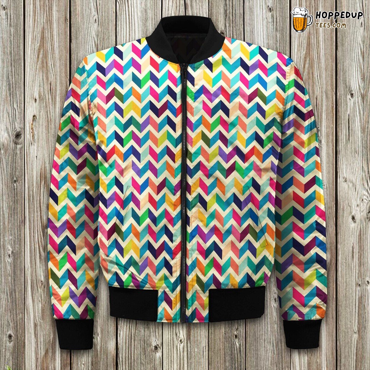 Retro Colorful Art Winter Bomber Jacket Tailored Unique Elegance Craft