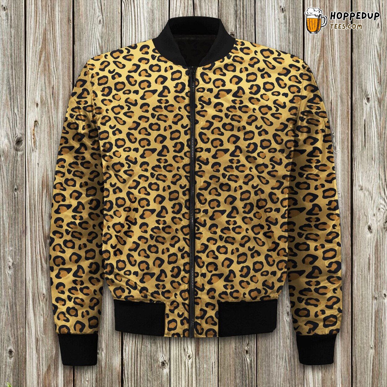 Retro Leopard Patterned Bomber Winter Jacket Stylish Design Coat