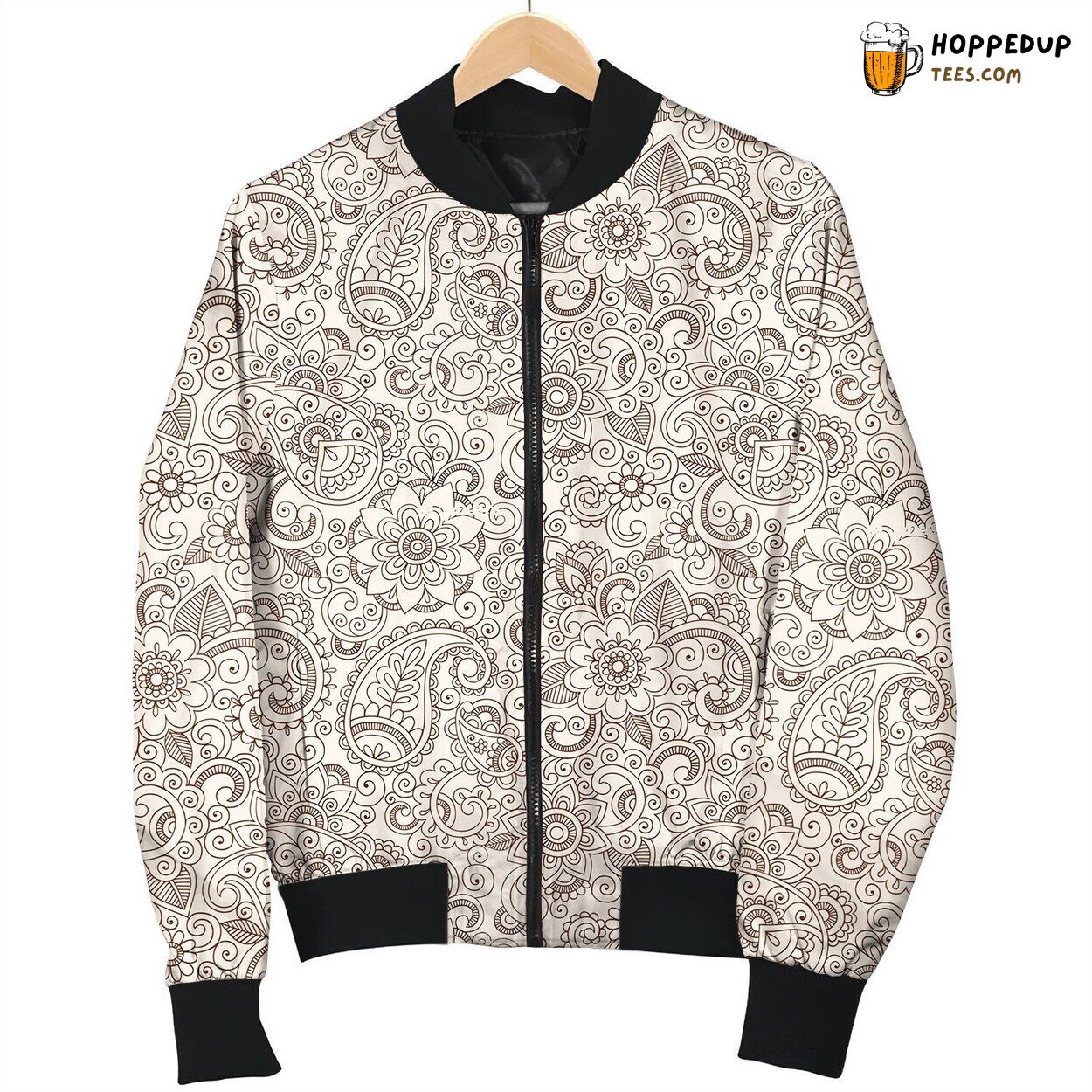 Retro Paisley Elegance Winter Bomber Jacket Designer Luxury Lux
