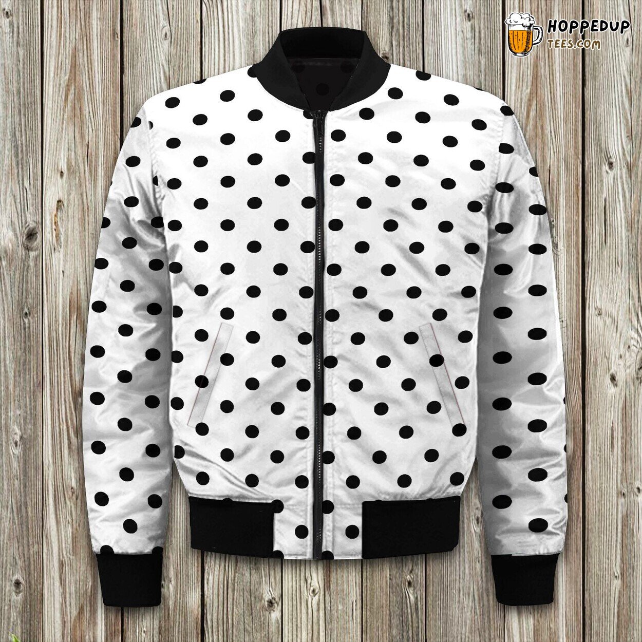 Retro Polka Dot Style Winter Bomber Jacket Unique Trend Fashion Wear