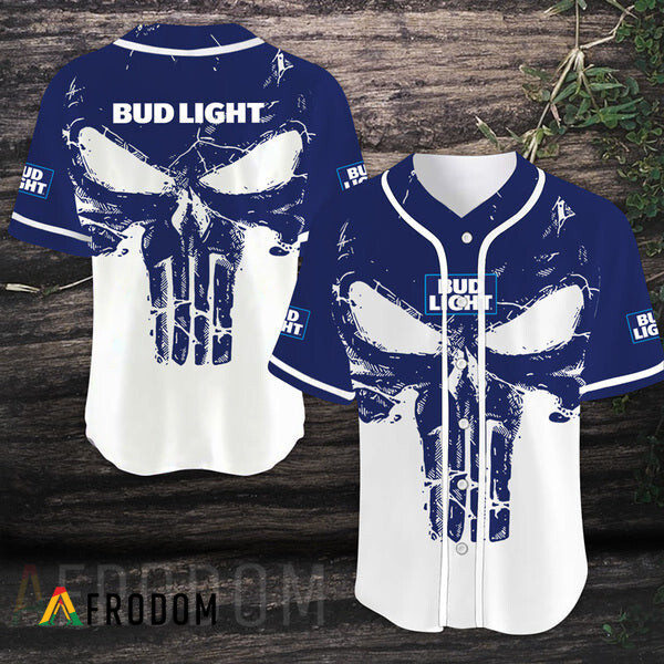 Retro Skull Bud Light Baseball Jersey Design HU