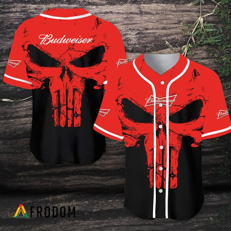Retro Skull Budweiser Beer Baseball Jersey HU