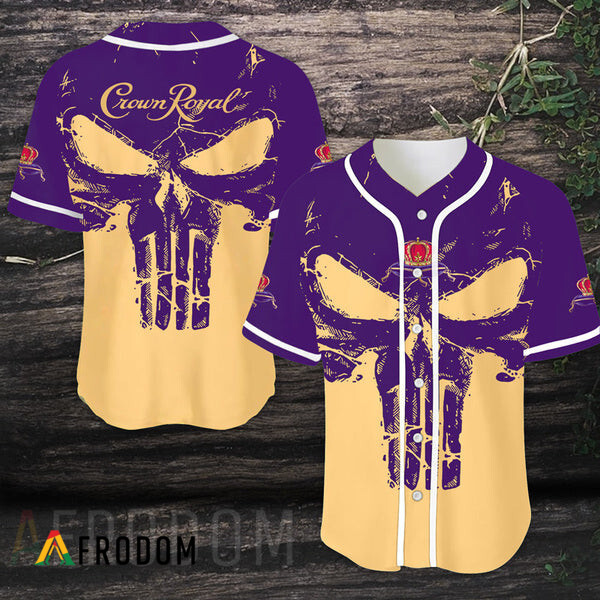 Retro Skull Crown Royal Baseball Jersey HU