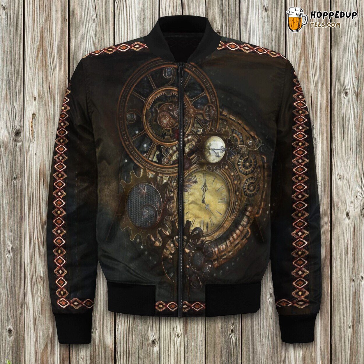 Retro Steampunk Gears Winter Bomber Jacket Vintage Future Fashion Touch