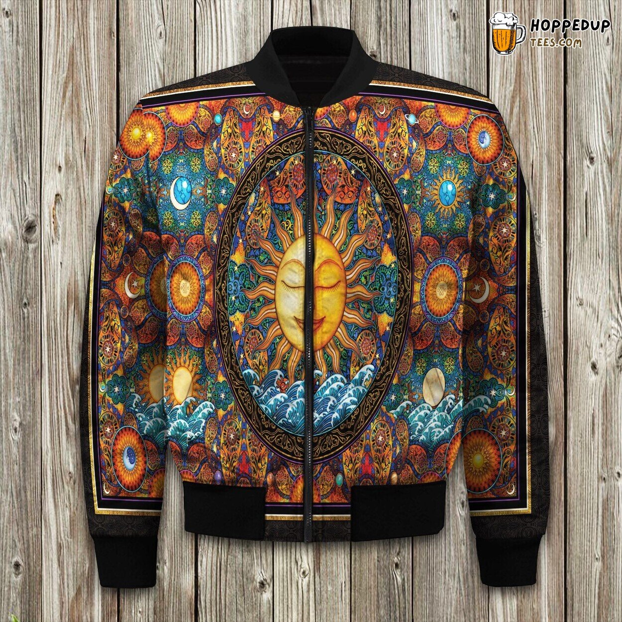 Retro Vibe Hippie Theme Winter Bomber Jacket 70s Fashion Revival Touch