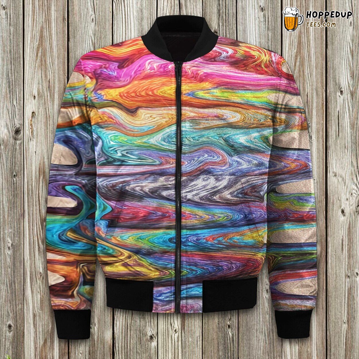 Retro Vibe Hippie Tie Theme Winter Bomber Jacket Premium Design Series Lux