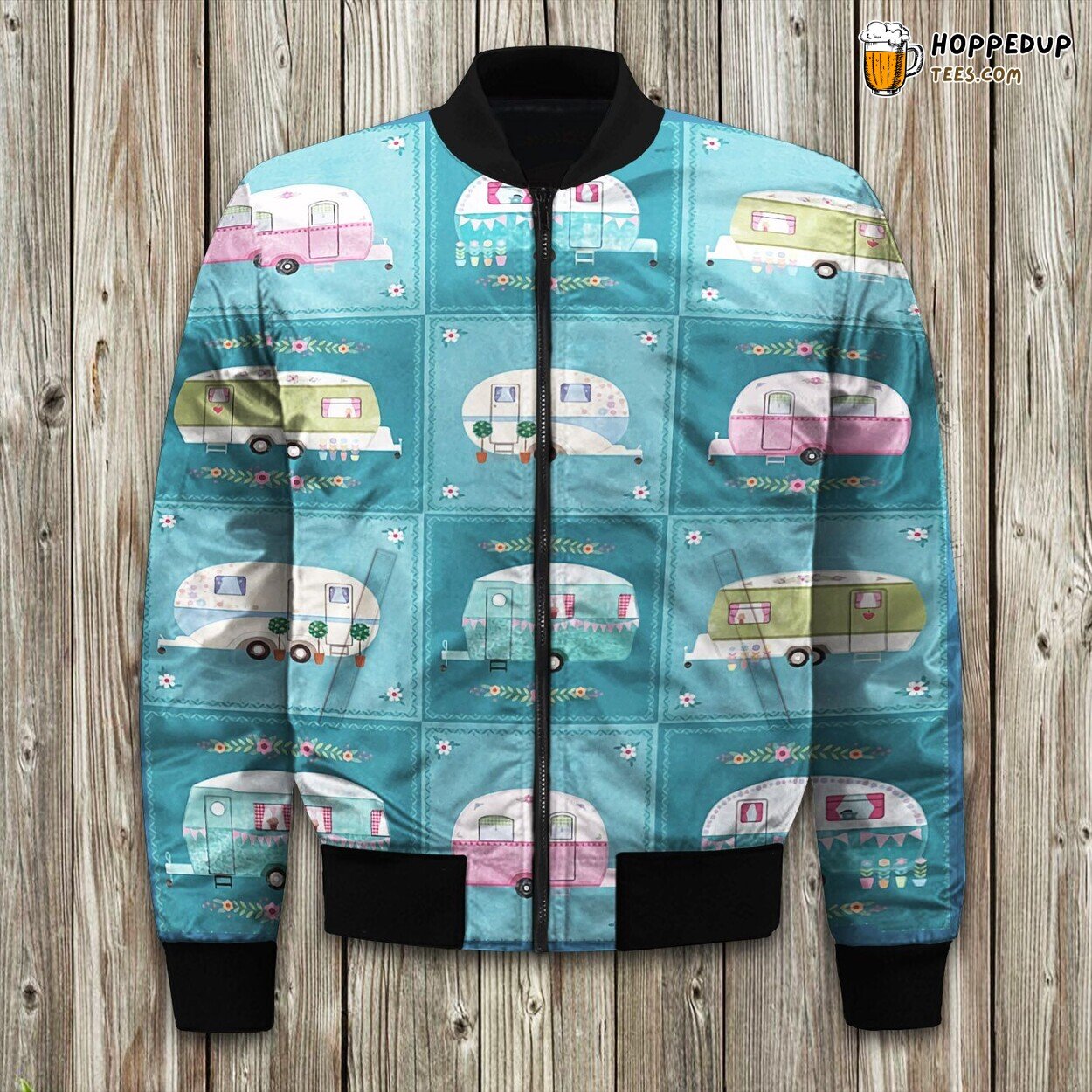 Retro Vintage Camper Adventure Winter Bomber Jacket Travel Memories