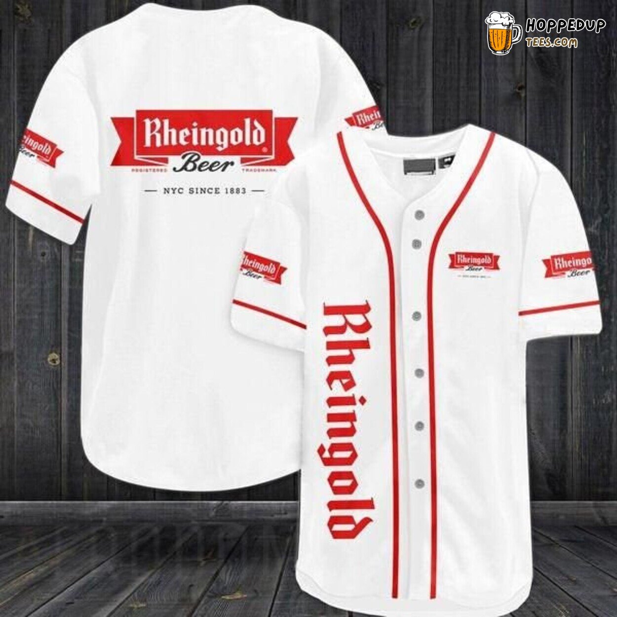 Rheingold Beer Classic White Brand Logo Baseball Jersey Beverage