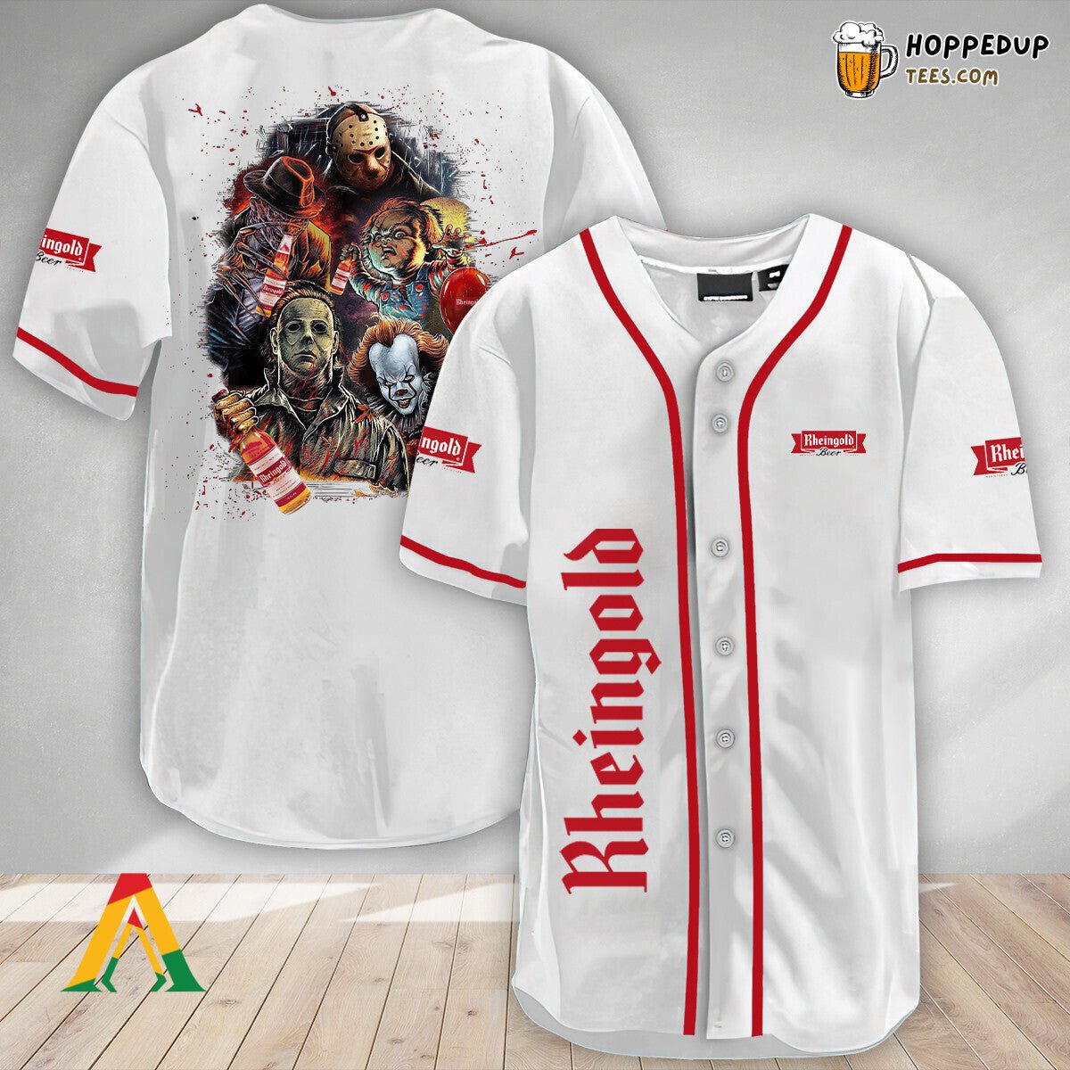 Rheingold Beer Halloween Horror Characters Baseball Jersey Unique Theme