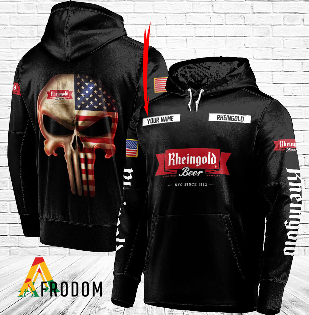 Rheingold Brewery Personalized Skull Flag Hoodie HU