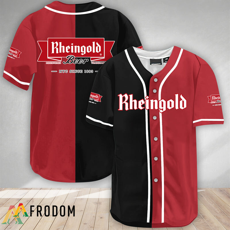 RheingoldBeer BlackAndCrimson Split Baseball Jersey HU