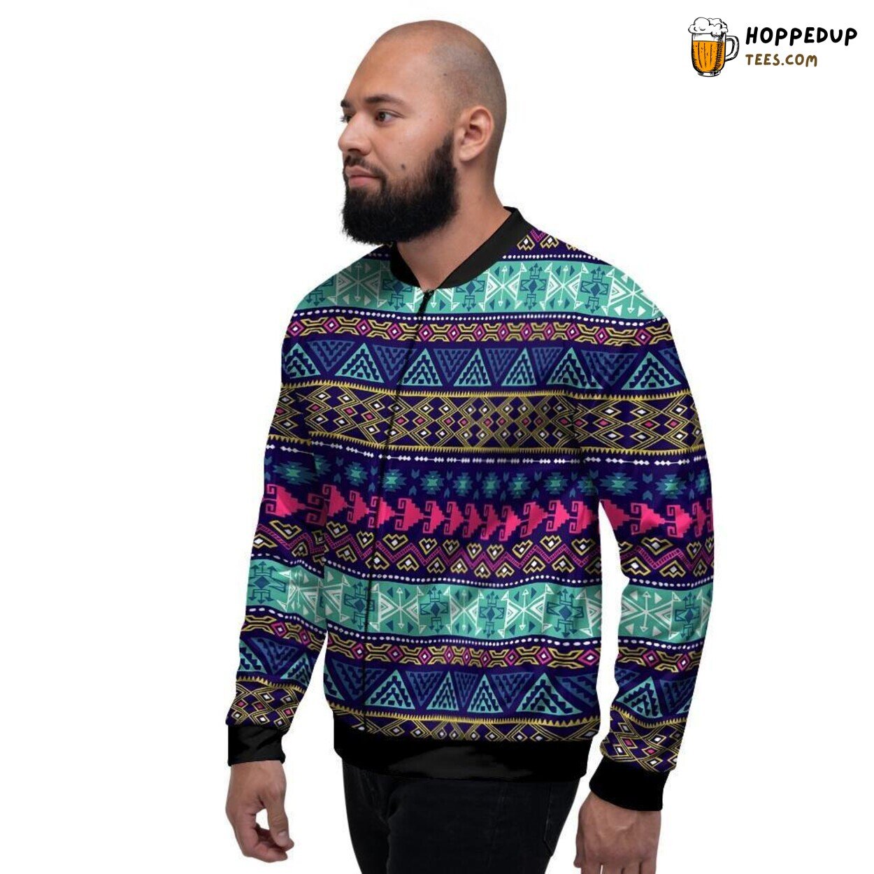 Rich Ethic Aztec Patterns Display Men’s Bomber Jacket Ancient Culture Revived
