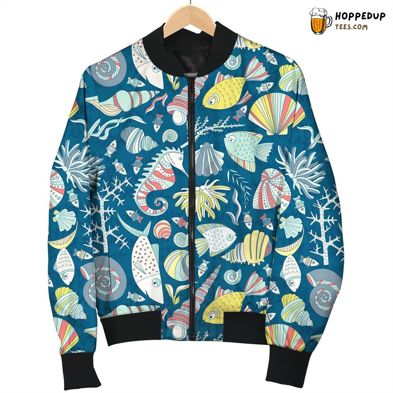 Rich Ocean Life Themed Winter Bomber Jacket Premium Design Lux