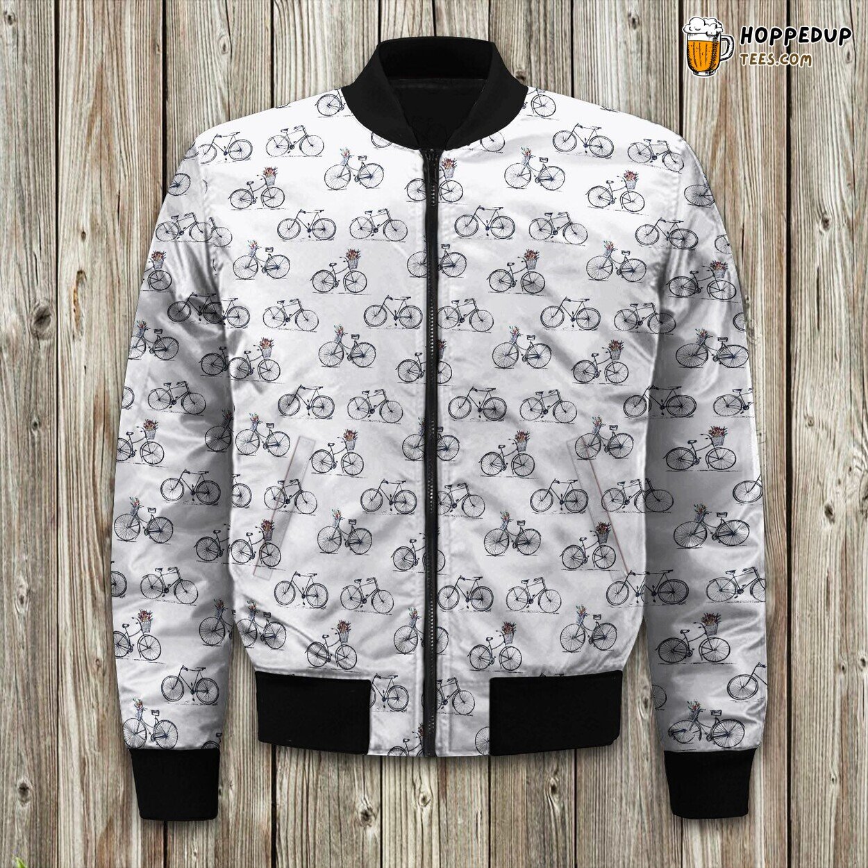 Ride On Bicycle Imprint Winter Bomber Jacket Tailored Unique Elegance Craft