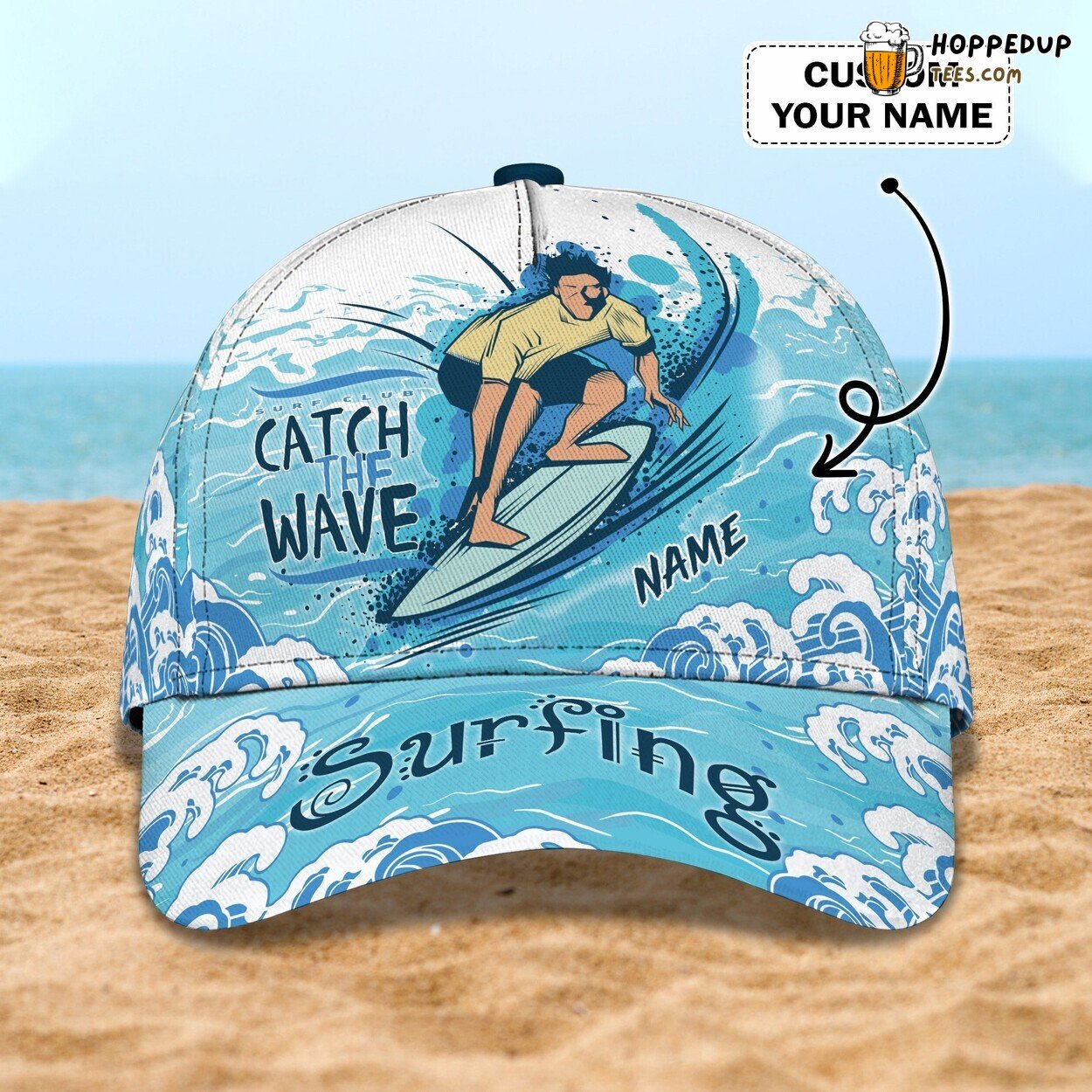 Ride the Waves in Style Personalized 3D Classic Cap Celebrating Surfing